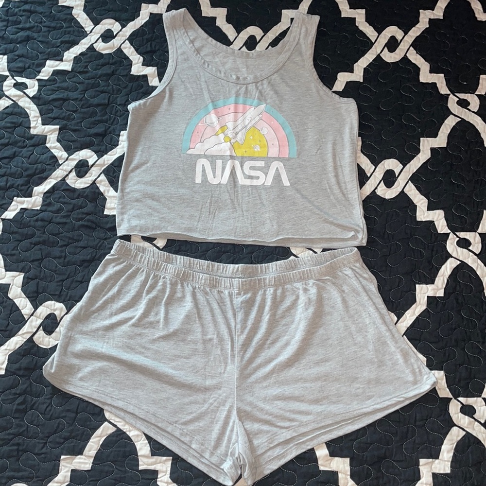 NASA Cropped Tank Top & Shorts Pajama Set